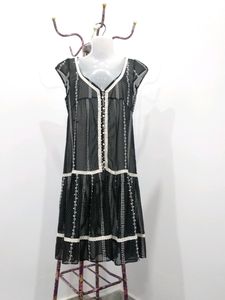 Vintage Semi-sheer Lacy Bordered Dress