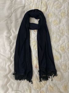 Navy Fringe Scarf