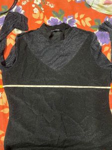 SHEIN Elegant Black Sheer Top