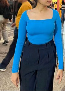 Wide Leg Trousers -Midnight Blue