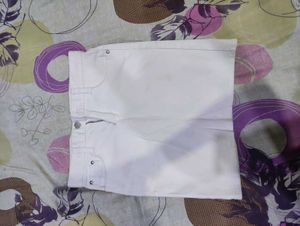 White Denim Mini Skirt
