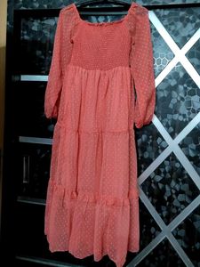 Coral Polka Dot Maxi Dress