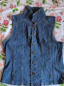Denim Sleeveless Button-Down