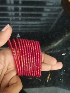 Pink &amp; Gold Bangles - Set of 12
