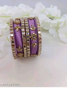 6 Bangles.. Kundan Silk Thread ...New