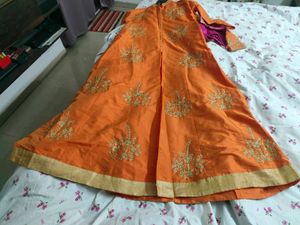 Orange Embroidered Kurta