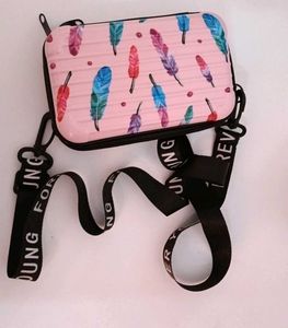 Cute Feather Print Crossbody Bag
