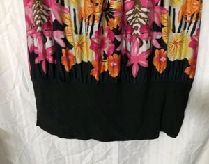 Black Printed Short Sleeves Dress