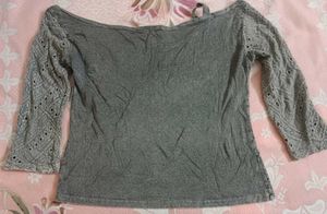 Stylish Cold Shoulder Knit Top and skirt