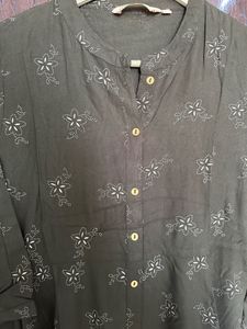 Olive Green Floral Print Tunic Dress