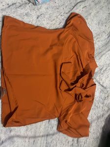 Orange Tie-Neck Blouse
