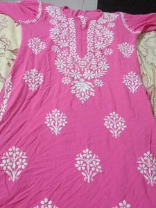 Pink chikankari Kurta
