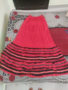 Beautiful Red  Frill Long Skirt With Retro Vibes.