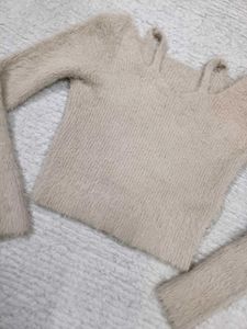 Cream Woolen Trendy Top