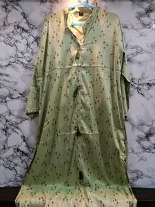 Printed Kurta Yellow, Green, Carrot Color