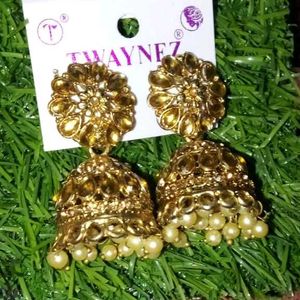 Golden Jhumka Earrings