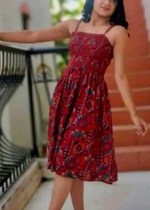 Boho Print Smocked Dress