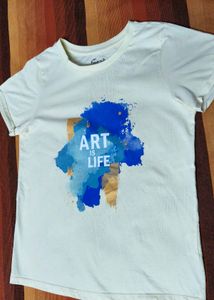 Women Yellow Graphic Print Cotton Tshirt