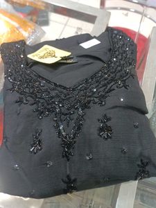 Black Beaded Plazzo Dress 46 Size