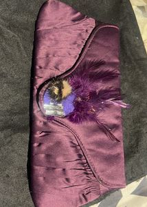 Elegant Purple Feathered Clutch