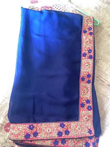 Elegant Blue Embroidered Saree
