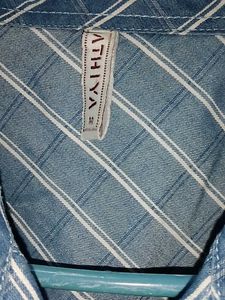 Blue Striped Tie-Front Crop Top