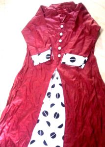 Maroon Tunic with Polka Dot Accent