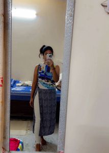 Funky Cityscape Indo Kurti Side Slit