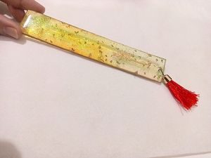 New Golden Resin Bookmark Encased With Golden/Copper Leaf Falkes