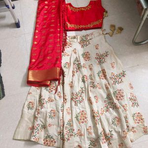 Red &amp; Cream Lehenga Choli