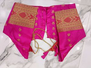 Royal blue saree with stiched blouse