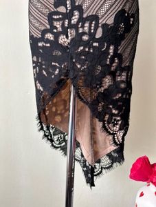 Back Floral Lace Asymmetrical Dress