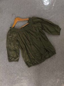 Olive Green Off-Shoulder Top