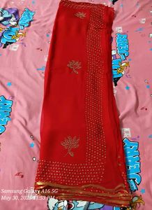 Designer Red Saree