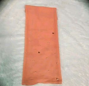 🥳🥳Beautiful✨wyt Pearl Wrk Peach ✌🧐shawl Hizab🤩
