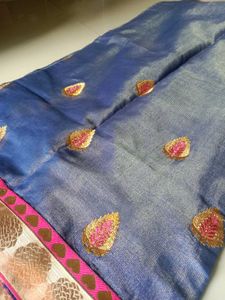 Blue Embroidered Saree