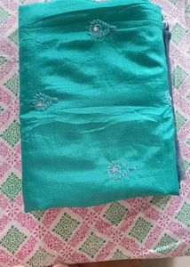 Teal Embroidered Saree
