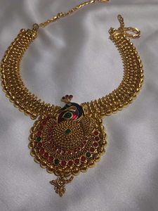 Gold Tone Peacock Necklace