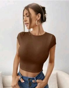 Brown Backless Crop Top
