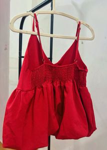 Red Gathered Top