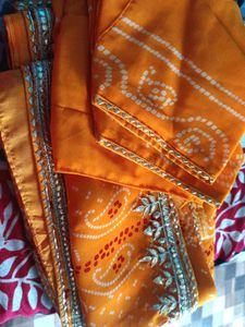 Yellow Saree Gota Patti Border Blouse Size 44 Inch
