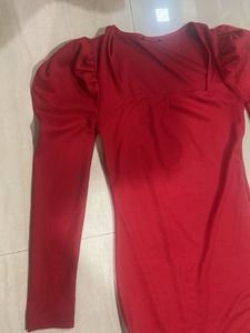 Sexy Red Date Night Deep Neck Mini Dress