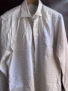 Louise Philippe - Beige Colour With Blue Linen Shi