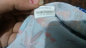 made in korea sky blue botanical top