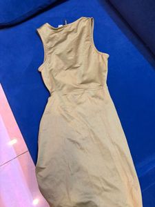 H&amp;M Gold Cutout Ruched Dress