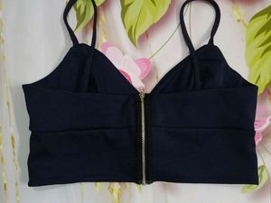 (1100)Navy Blue Cropped Tank Top