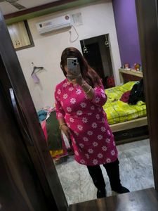 Pink Floral Print Kurti