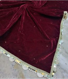 Maroon Velvet Dupatta