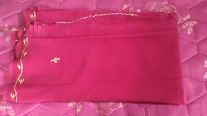 Floral Embroidered Red Scarf