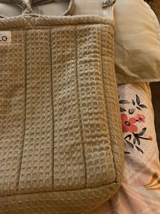 ORLO Beige Quilted Tote Bag